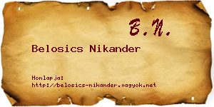 Belosics Nikander névjegykártya